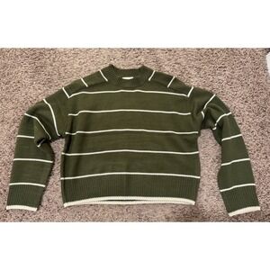 Industry Green & White Striped Knit‎ Sweater XS New Without Tags